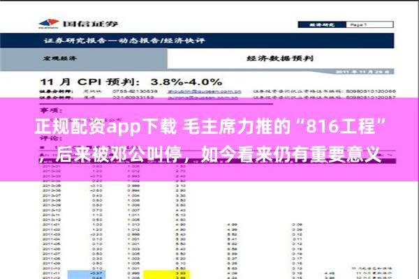 正规配资app下载 毛主席力推的“816工程”，后来被邓公叫停，如今看来仍有重要意义